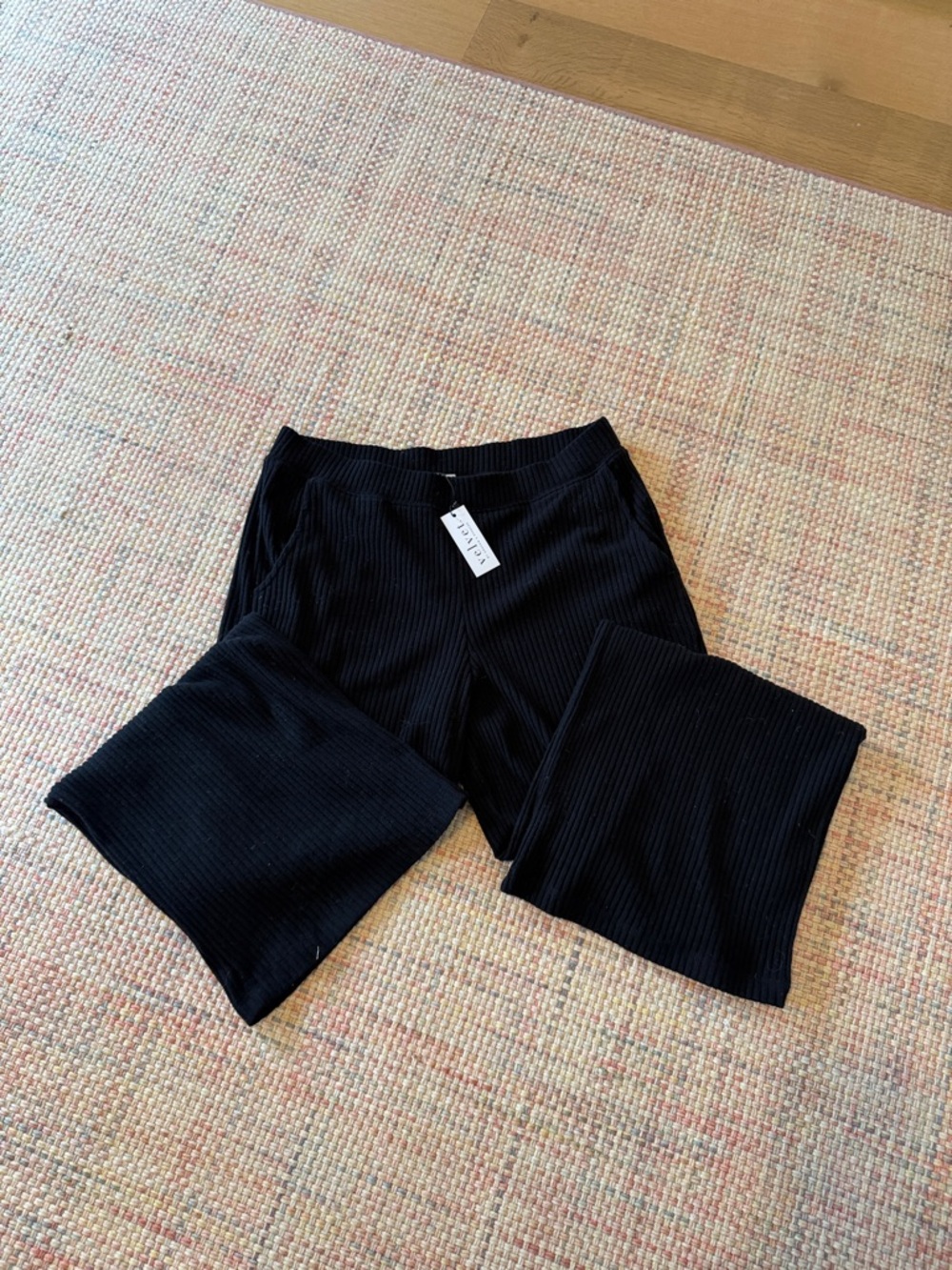 Velvet by Graham & Spencer Black Ribbed Track Pants